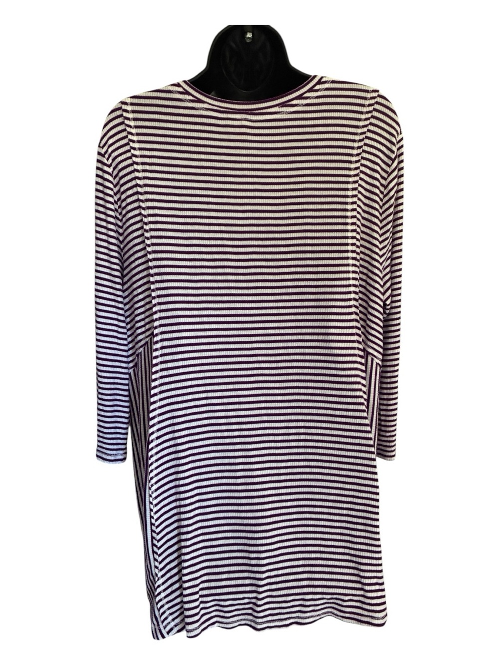Cato Burgundy White Striped Scoop Neck Top Sz XL - Picture 3 of 7